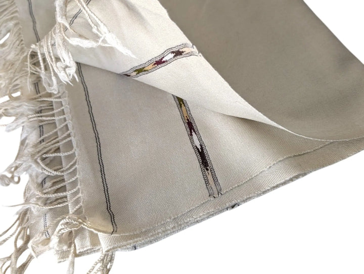 Premium Pashmina Wool Shawl Wrap Unisex Double Layer Off White 1