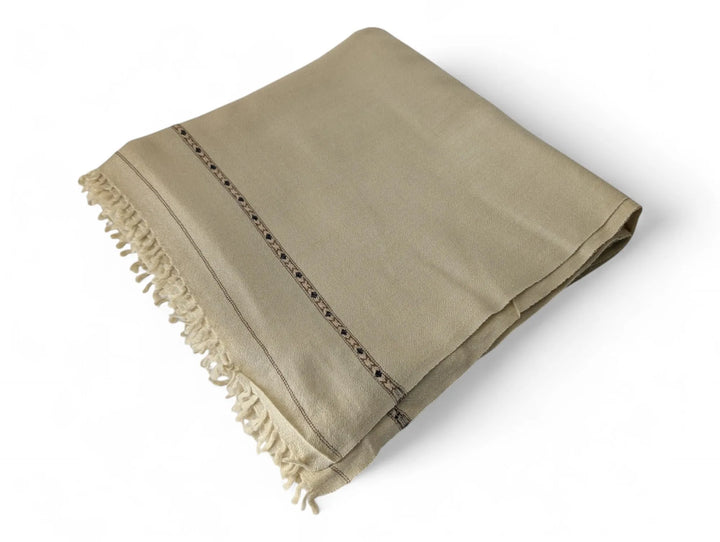 Premium Pashmina Wool Shawl Wrap Unisex Single Layer Beige 1