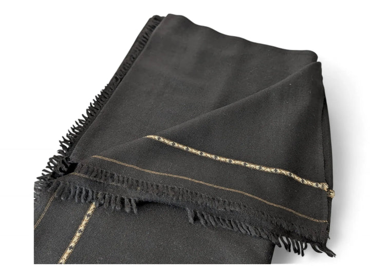 Premium Pashmina Wool Shawl Wrap Unisex Single Layer Black 2
