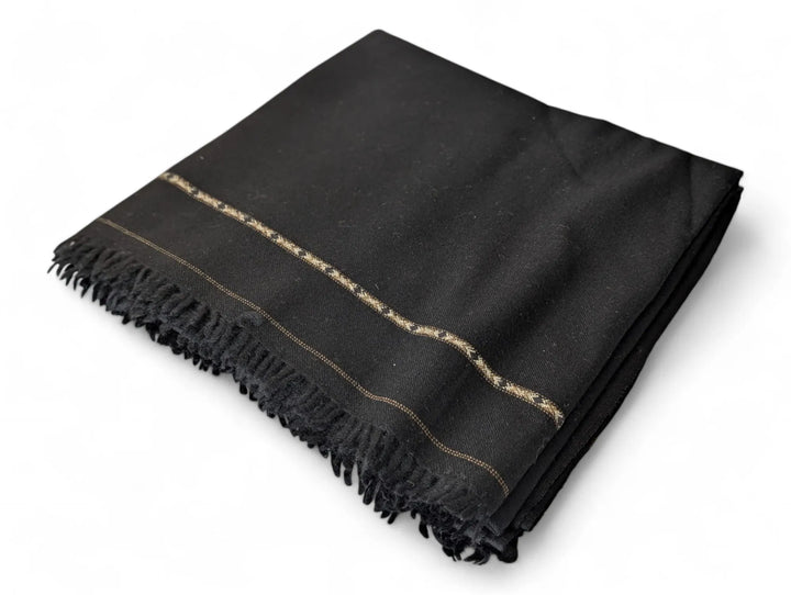Premium Pashmina Wool Shawl Wrap Unisex Single Layer Black 3