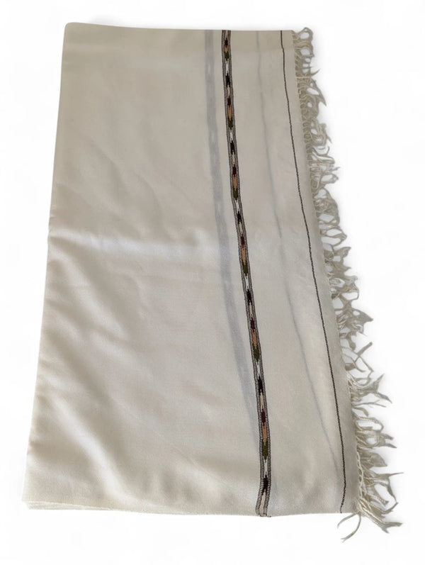 Premium Pashmina Wool Shawl Wrap Unisex Single Layer White