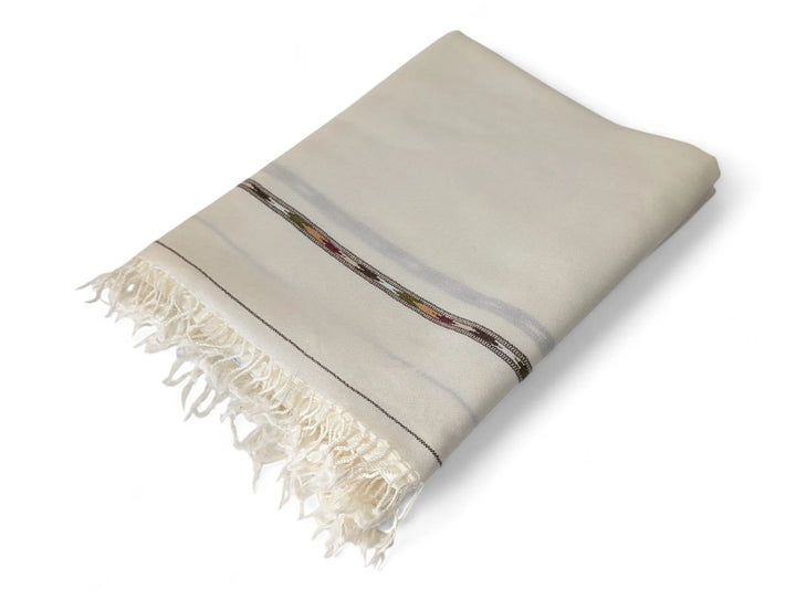 Premium Pashmina Wool Shawl Wrap Unisex Single Layer White 1