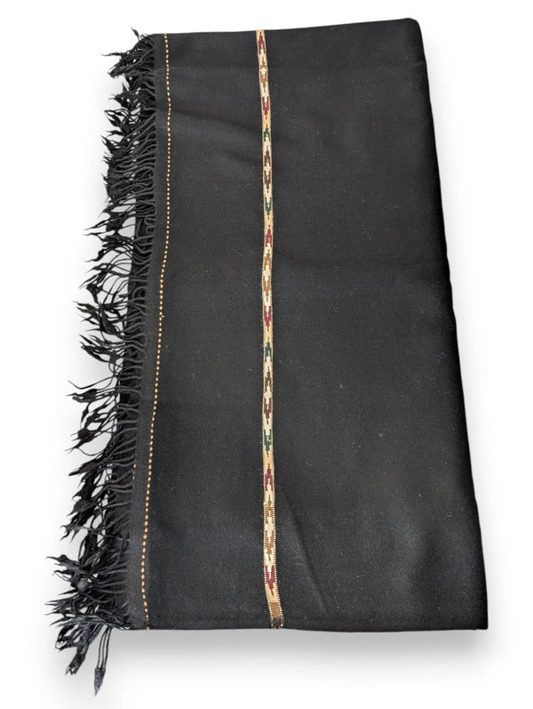 Premium Pashmina Wool Shawl Wrap Unisex Triple Layer Black