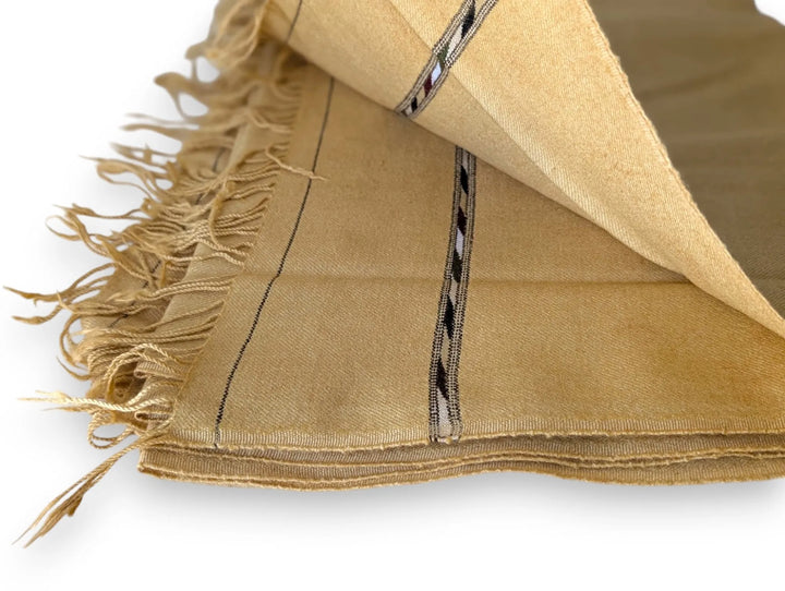 Premium Pashmina Wool Shawl Wrap Unisex Triple Layer camel Brown 2