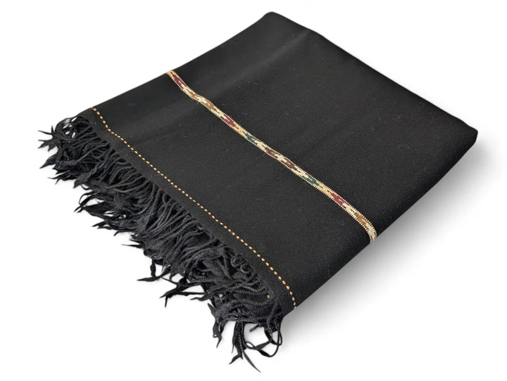 Premium Pashmina Wool Shawl Wrap Unisex Triple Layer Black 1