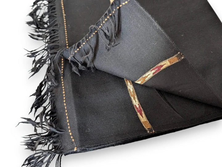 Premium Pashmina Wool Shawl Wrap Unisex Triple Layer Black 2