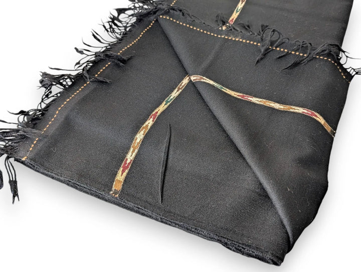 Premium Pashmina Wool Shawl Wrap Unisex Triple Layer Black 3