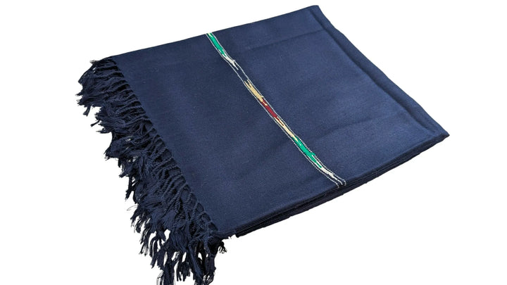 Unisex Handmade Wool Shawl Wrap Navy Blue 2