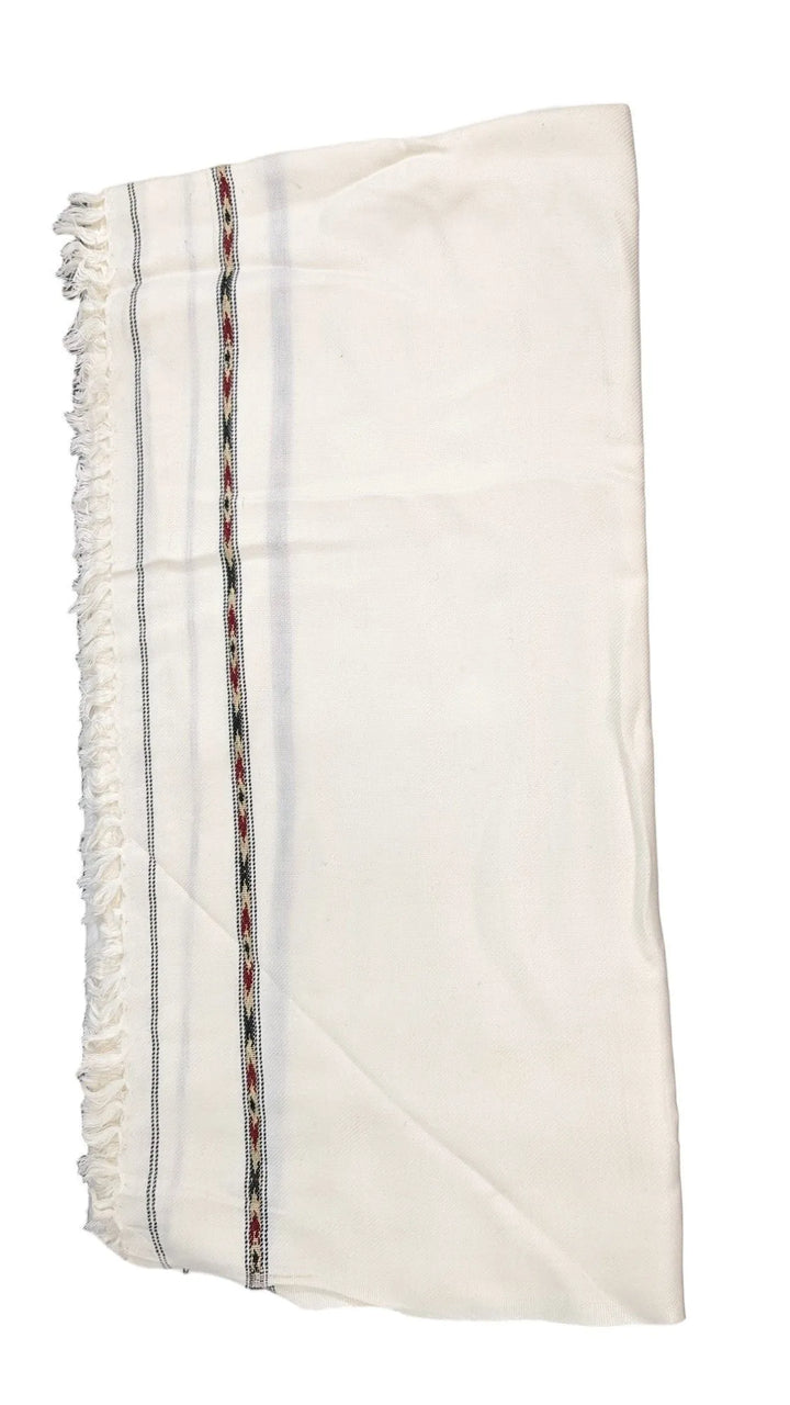 Unisex Handmade Wool Shawl Wrap White