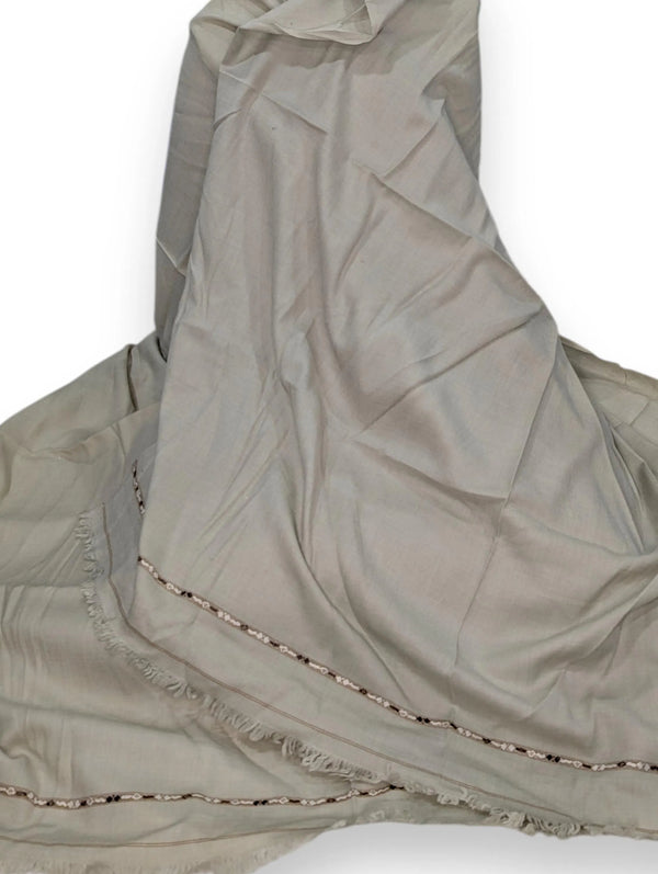 Unisex Handmade Wool Shawl Wrap - Cloud Gray